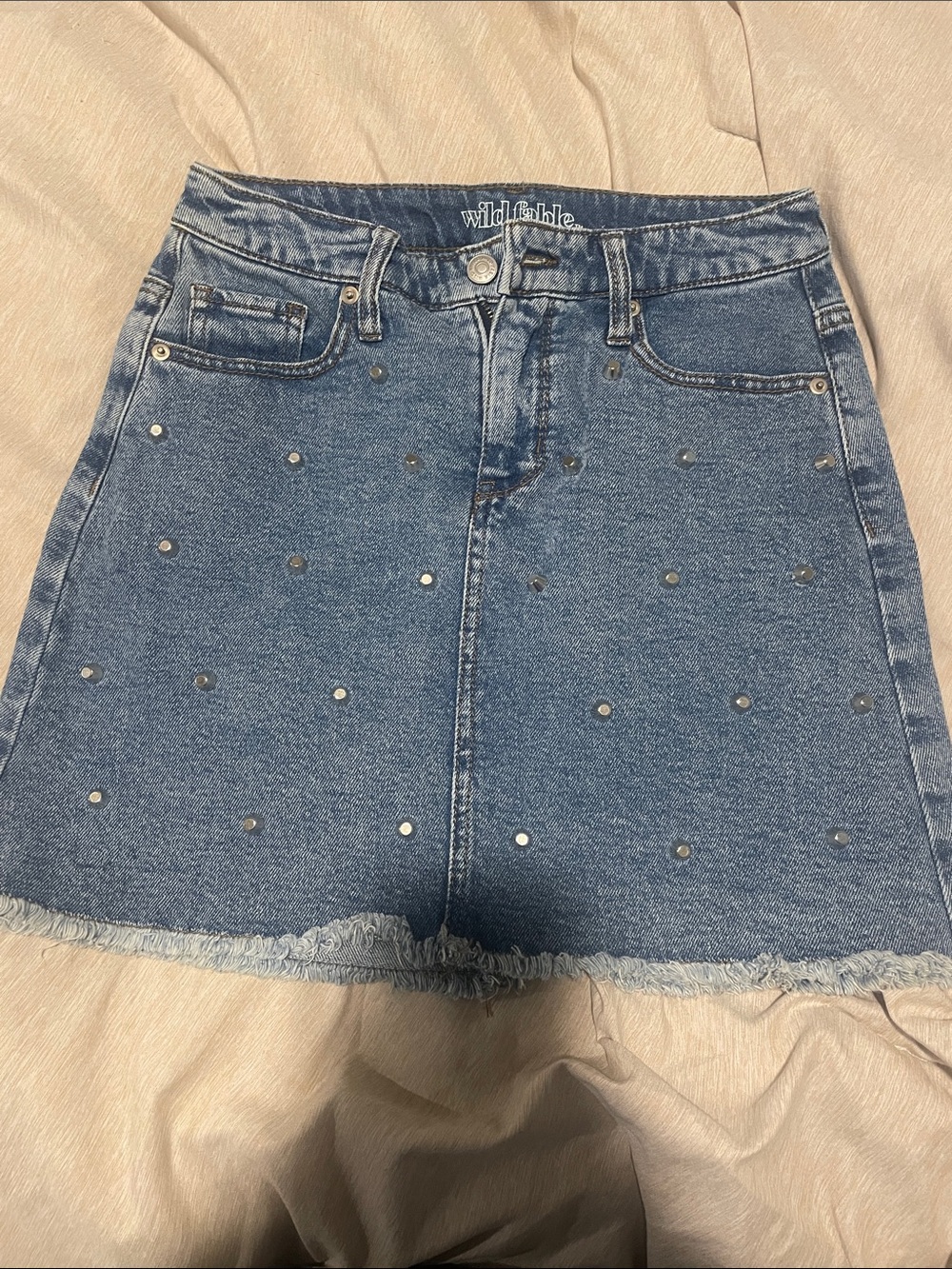 wild fable denim mini skirt with silver studs
